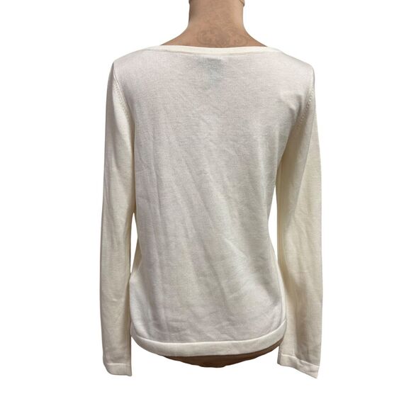 White House Black Market Womens Cream Cutout Sweater Size M - Picture 9 of 9